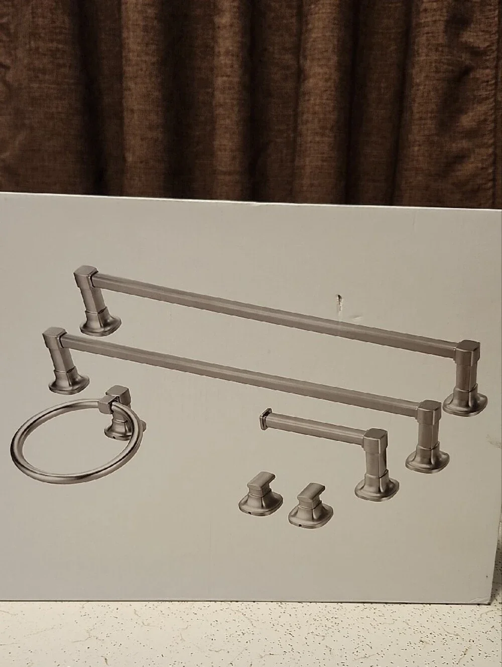 6-Piece Brushed Nickel Bath Hardware Set - Silver